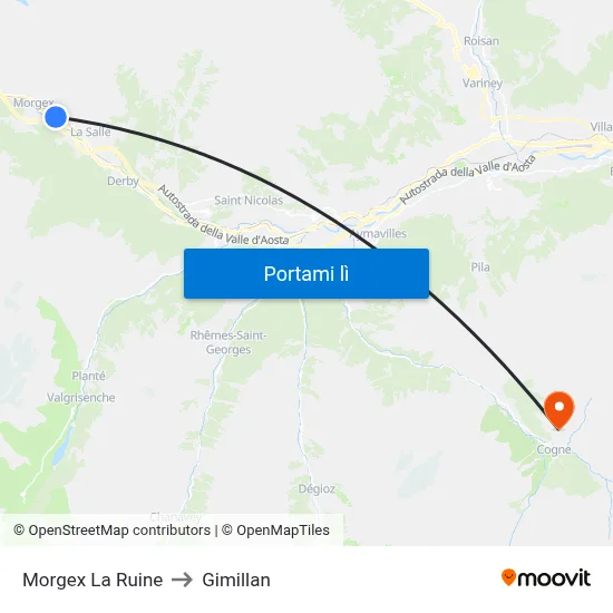 Morgex La Ruine to Gimillan map