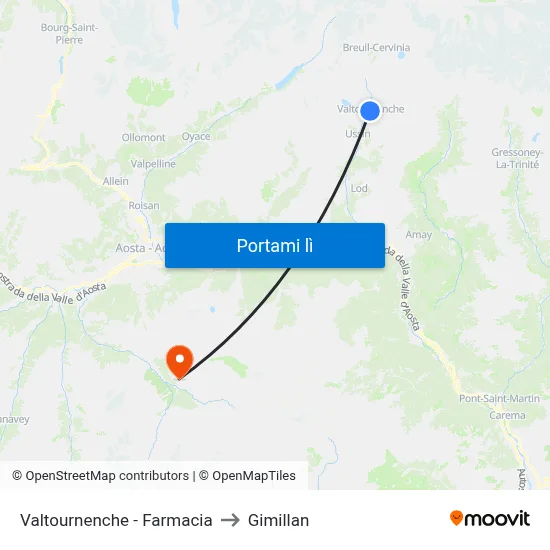 Valtournenche - Farmacia to Gimillan map