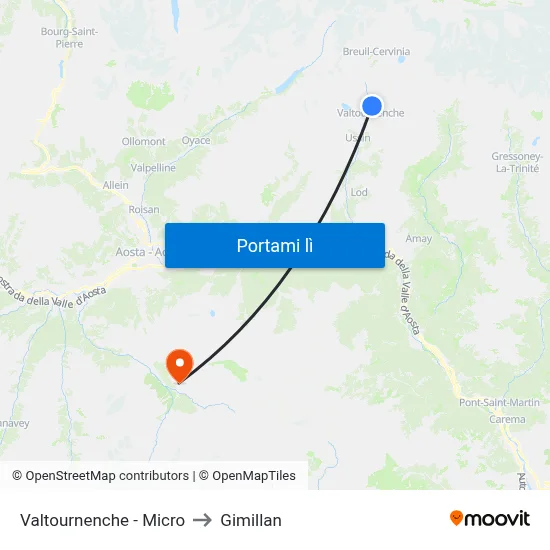 Valtournenche - Micro to Gimillan map