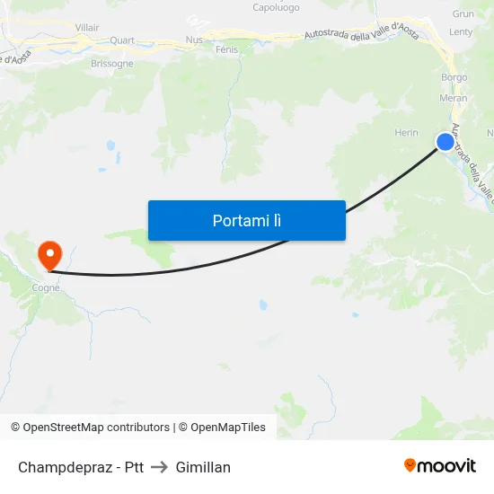 Champdepraz - Ptt to Gimillan map