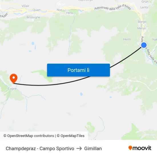 Champdepraz - Campo Sportivo to Gimillan map