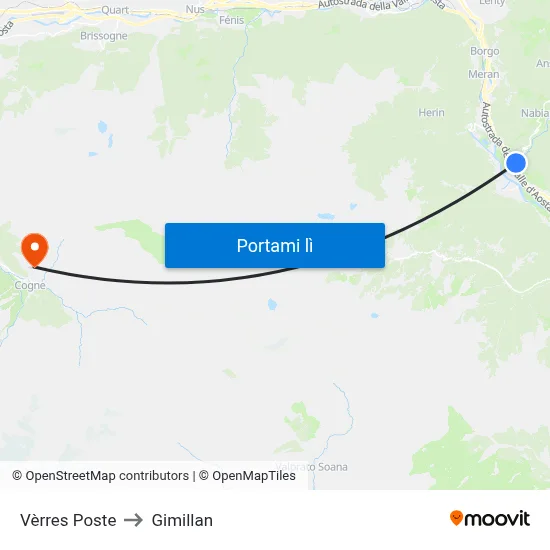 Vèrres Poste to Gimillan map