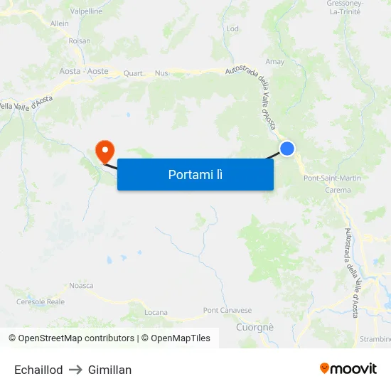 Echaillod to Gimillan map