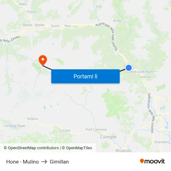 Hone - Mulino to Gimillan map