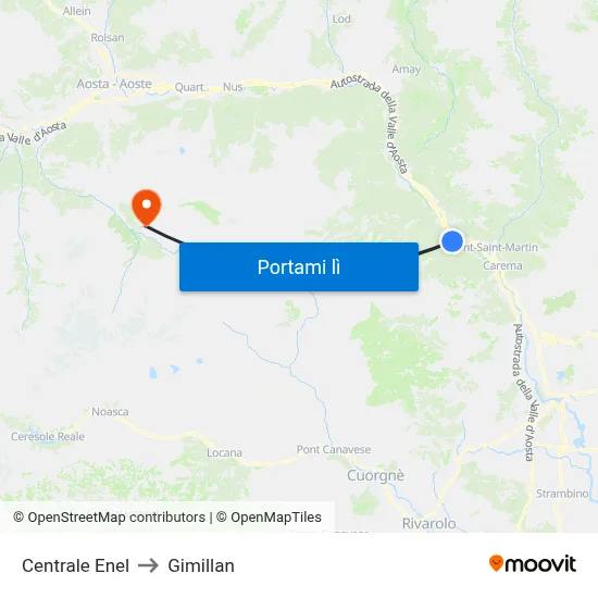 Centrale Enel to Gimillan map