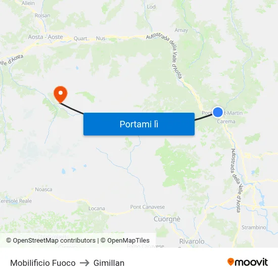 Mobilificio Fuoco to Gimillan map