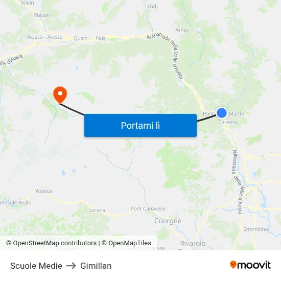 Scuole Medie to Gimillan map