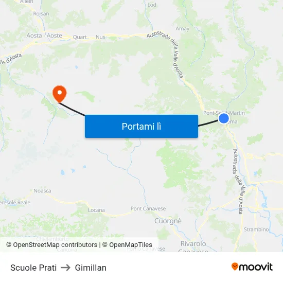 Scuole Prati to Gimillan map