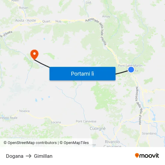 Dogana to Gimillan map