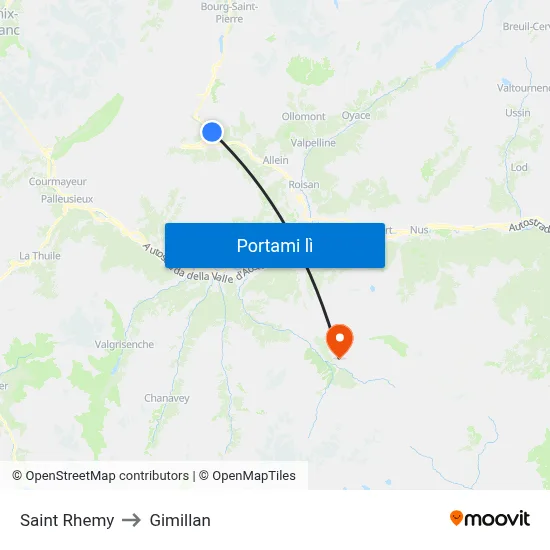 Saint Rhemy to Gimillan map