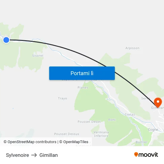 Sylvenoire to Gimillan map