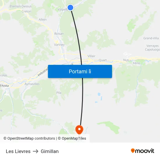 Les Lievres to Gimillan map