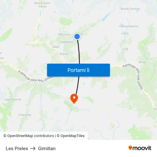 Les Preles to Gimillan map