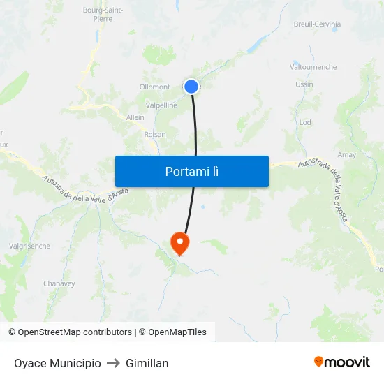 Oyace Municipio to Gimillan map