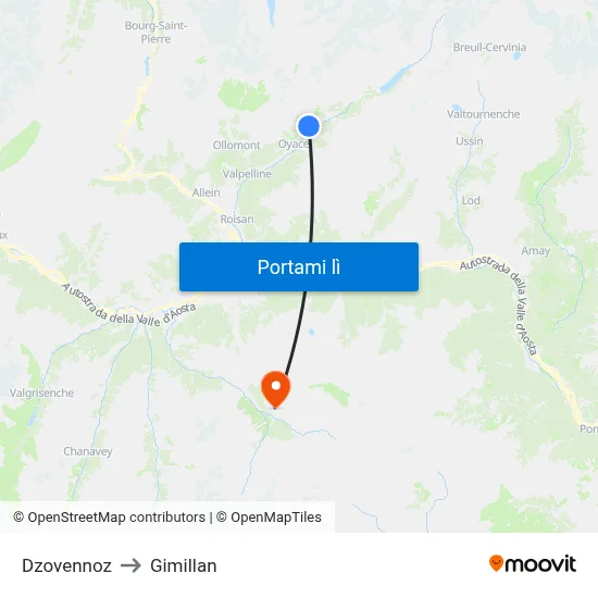 Dzovennoz to Gimillan map