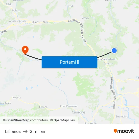 Lillianes to Gimillan map