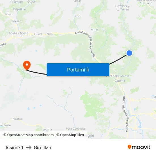 Issime 1 to Gimillan map