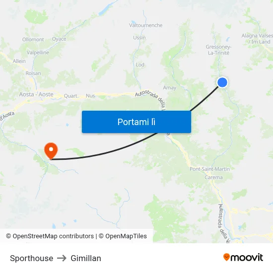 Sporthouse to Gimillan map