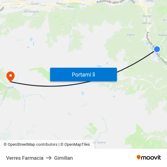 Verres Farmacia to Gimillan map