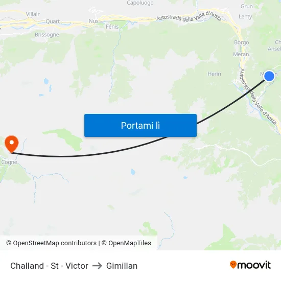 Challand - St - Victor to Gimillan map