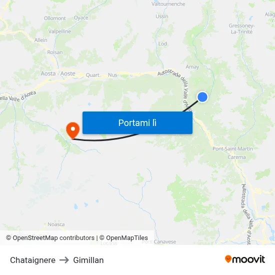 Chataignere to Gimillan map