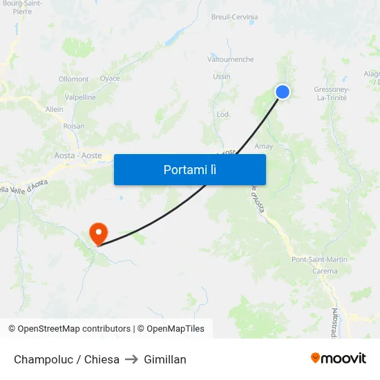 Champoluc / Chiesa to Gimillan map