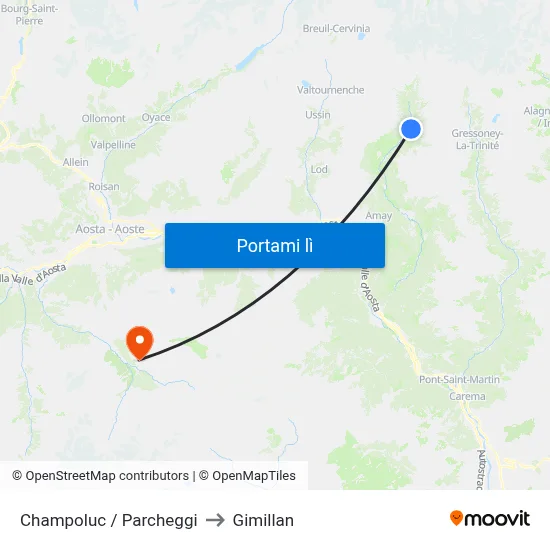 Champoluc / Parcheggi to Gimillan map