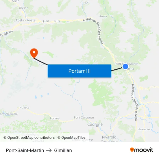 Pont-Saint-Martin to Gimillan map