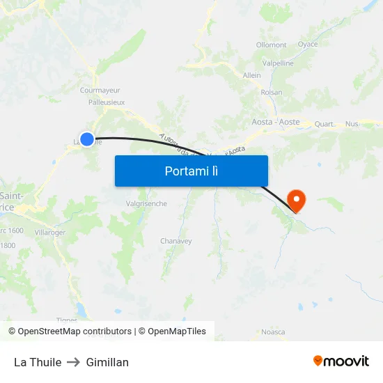 La Thuile to Gimillan map