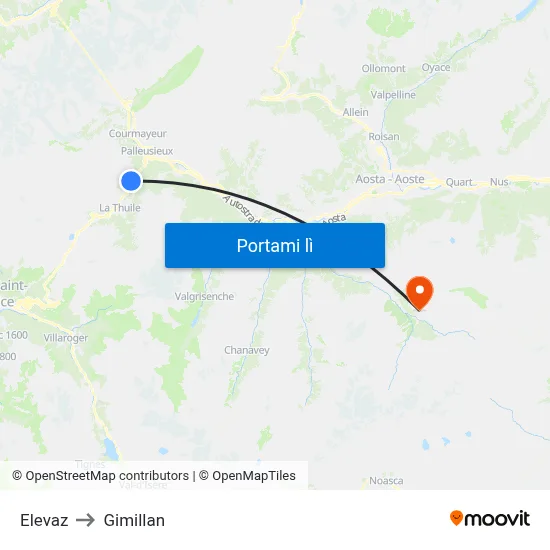 Elevaz to Gimillan map