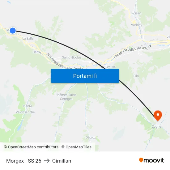Morgex - SS 26 to Gimillan map