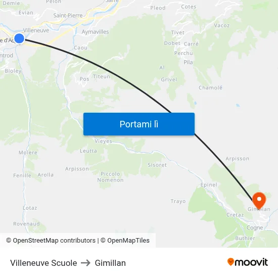 Villeneuve Scuole to Gimillan map