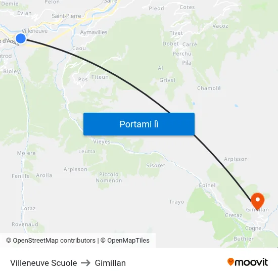 Villeneuve Scuole to Gimillan map