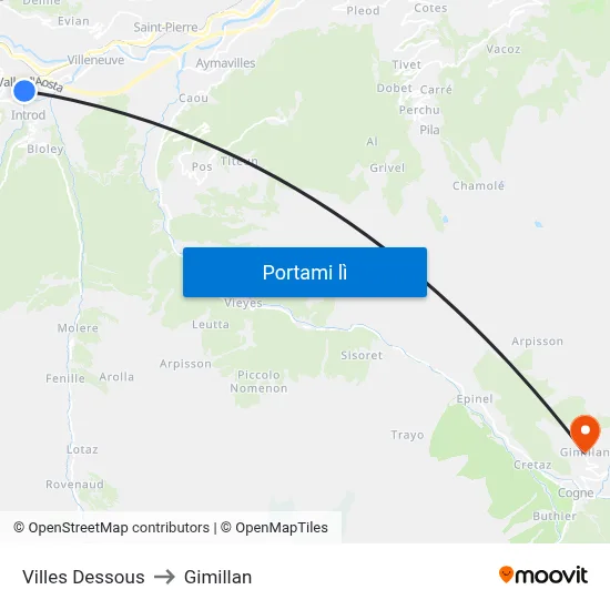 Villes Dessous to Gimillan map