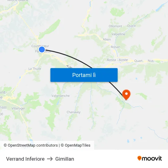 Verrand Inferiore to Gimillan map