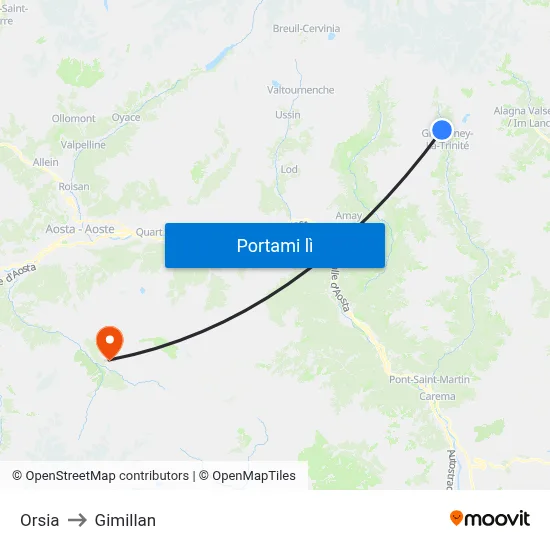 Orsia to Gimillan map