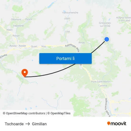Tschoarde to Gimillan map