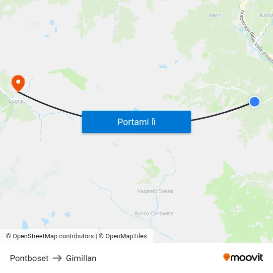 Pontboset to Gimillan map