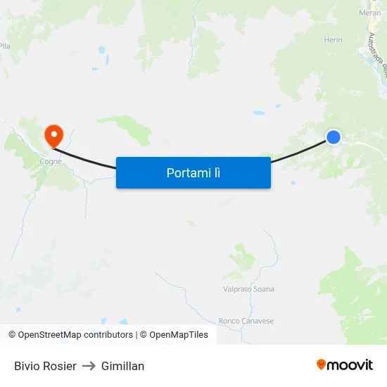 Bivio Rosier to Gimillan map