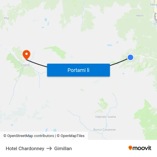 Hotel Chardonney to Gimillan map