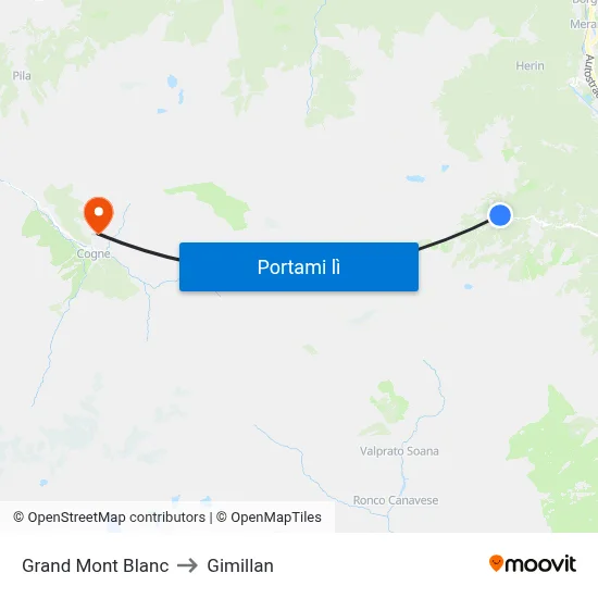 Grand Mont Blanc to Gimillan map