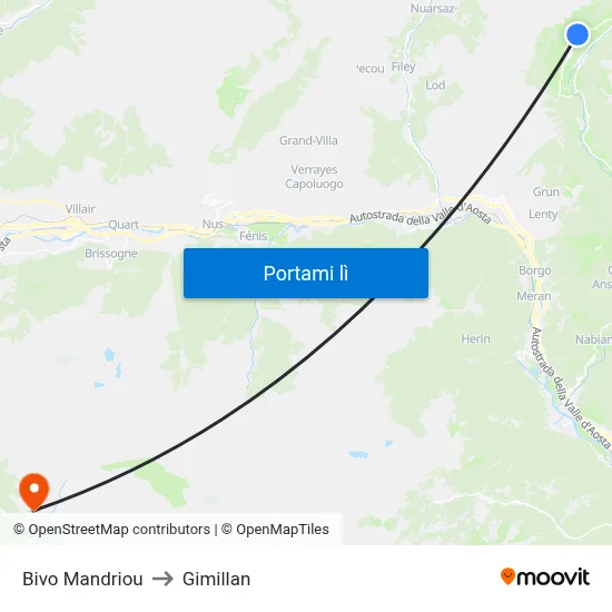 Bivo Mandriou to Gimillan map