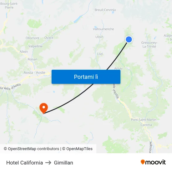 Hotel California to Gimillan map
