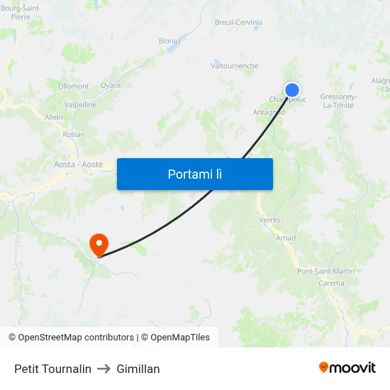 Petit Tournalin to Gimillan map