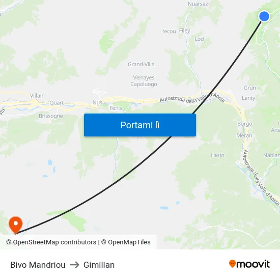 Bivo Mandriou to Gimillan map