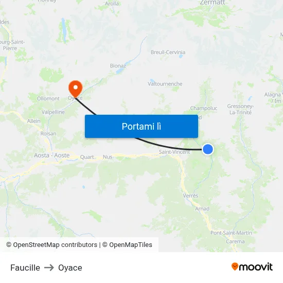 Faucille to Oyace map
