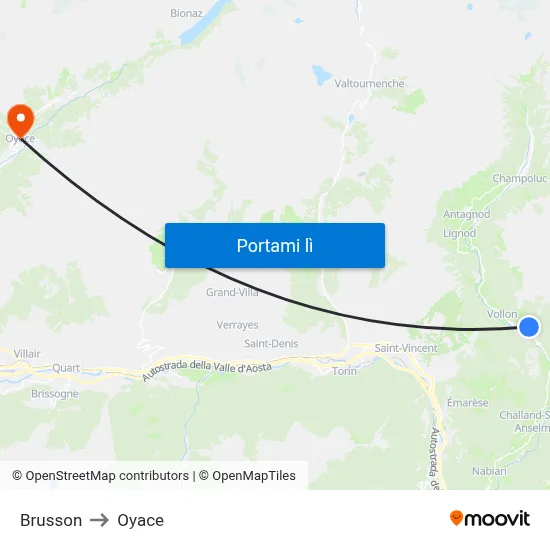 Brusson to Oyace map