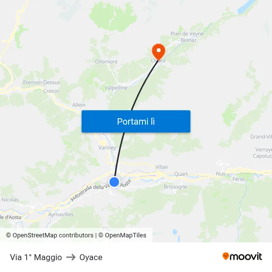 Via 1° Maggio to Oyace map