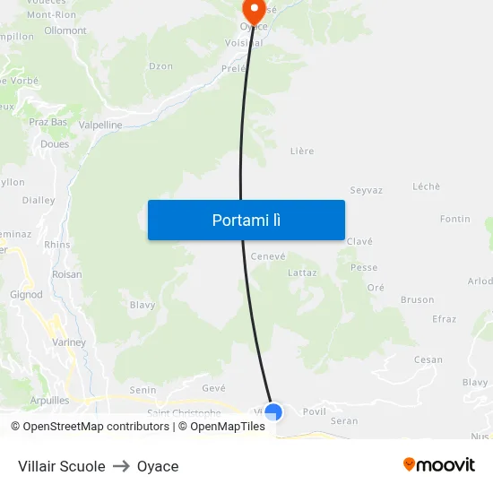Villair Scuole to Oyace map