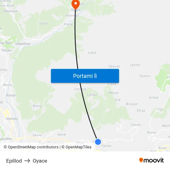 Epillod to Oyace map
